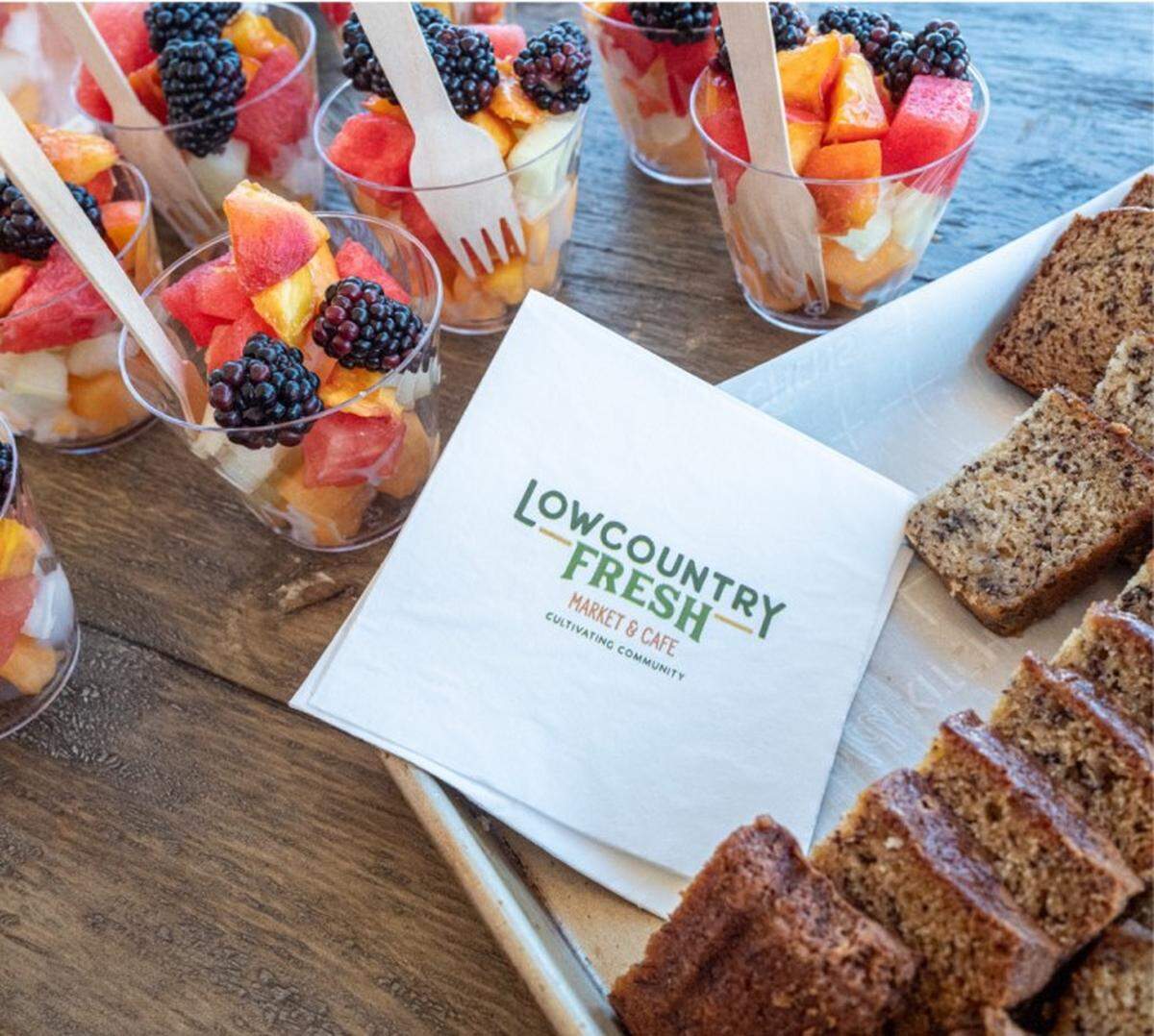Food served at Friday’s groundbreaking of the planned Lowcountry Fresh Market and Cafe in the Washington Square development along Buckwalter Parkway in Bluffton.