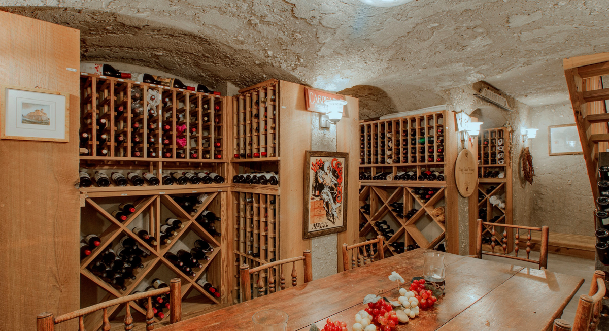 The wine cellar in the Gull Island home.