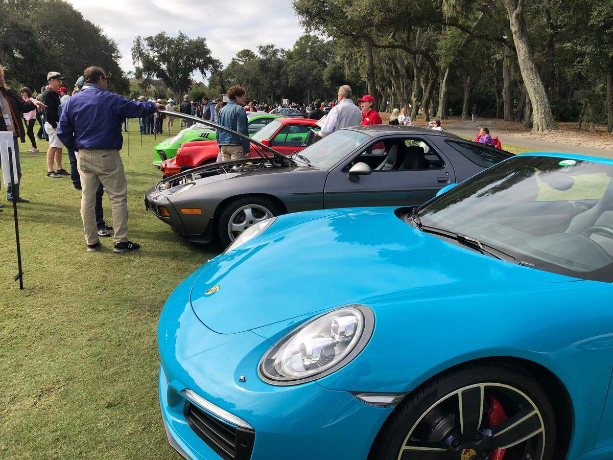 Vehicles in the Coastal Empire Region Porche Club of America are lined up at the 2019 Concours d’Elegance on Hilton Head Island.