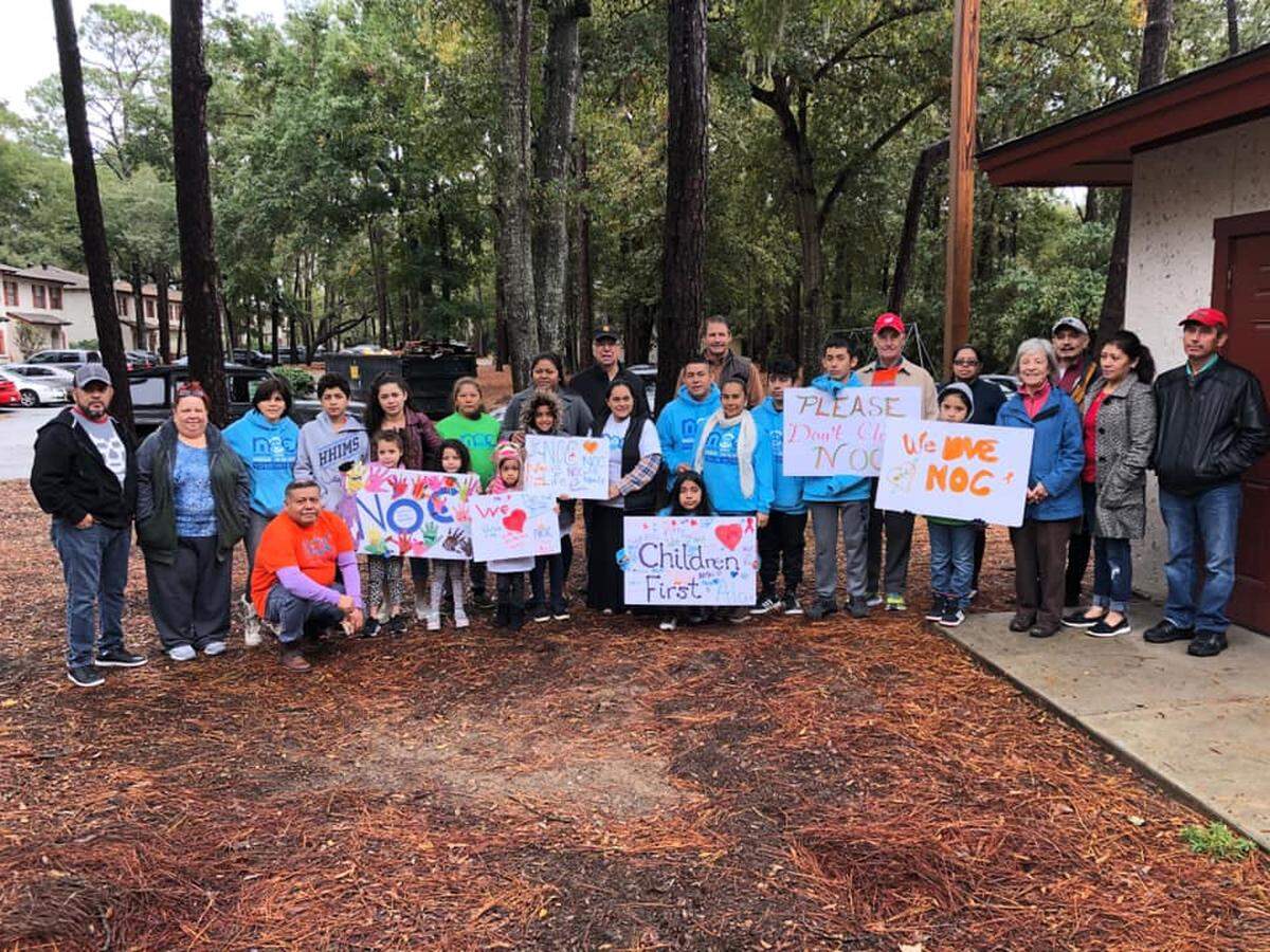 Supporters of Neighborhood Outreach Connection gather Dec. 16, 2019 at The Oaks on Hilton Head Island to respond to rumors that the community’s POA board is kicking the after-school program out.
