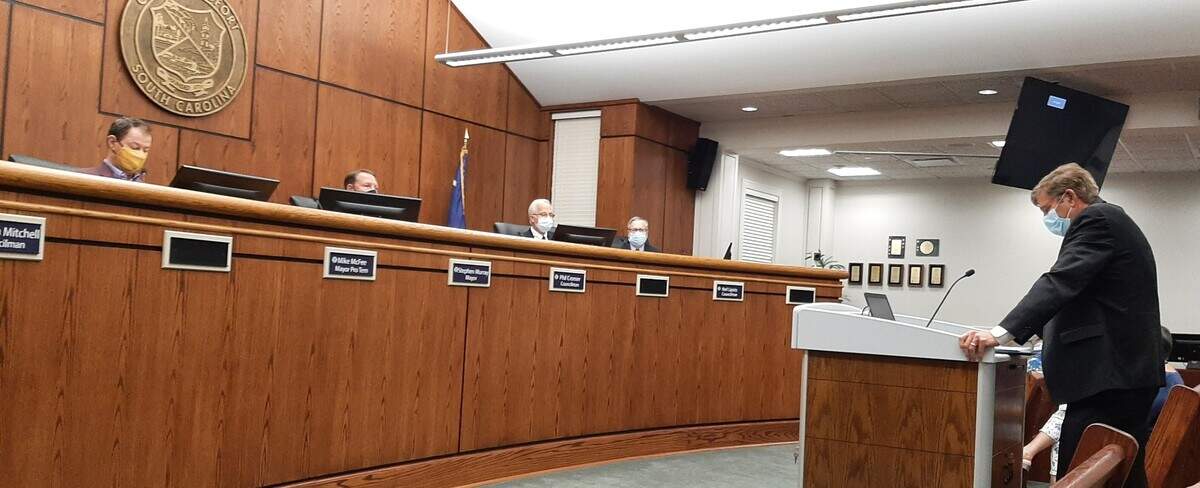 Beaufort City Attorney Bill Harvey addresses the City Council during a 2021 meeting.