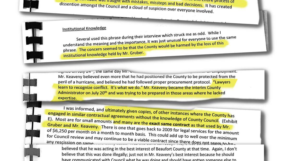 A summary of the report commissioned by Beaufort County Council to look into the actions of former interim administrator Josh Gruber and county attorney Tom Keaveny was leaked Friday to The Island Packet and Beaufort Gazette.