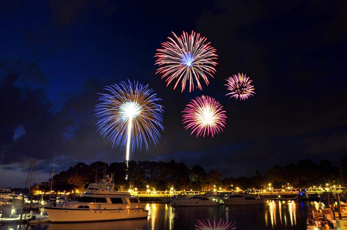 The fireworks at Shelter Cove Harbour and Marina.