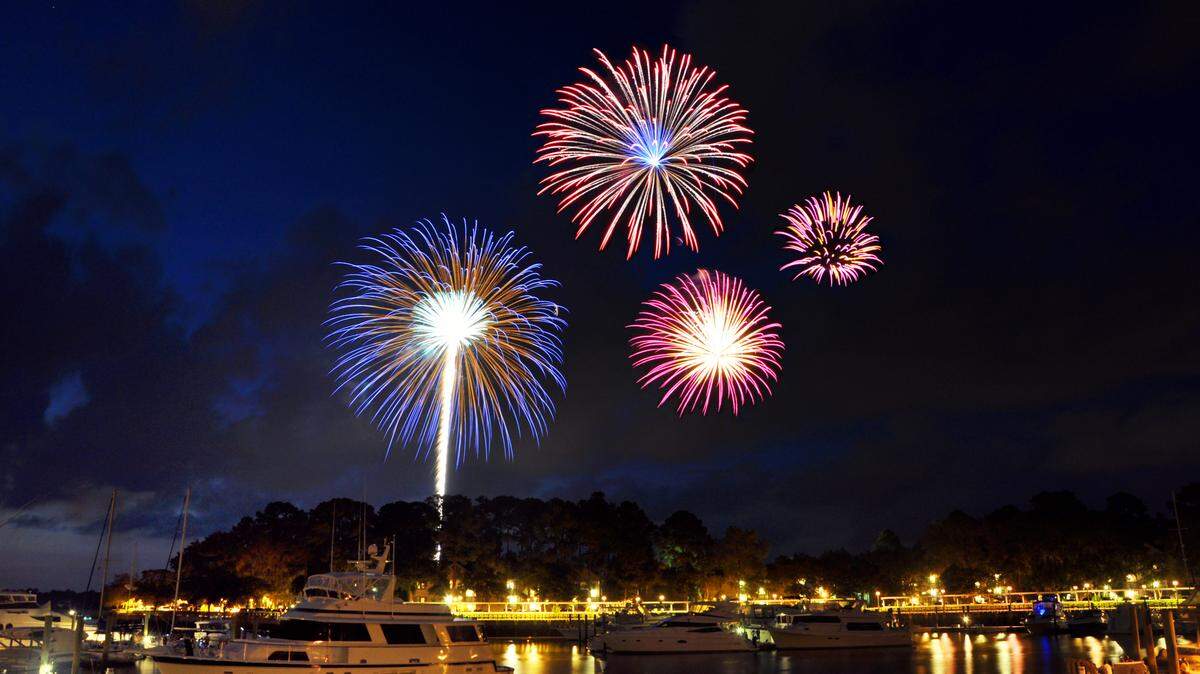 The fireworks at Shelter Cove Harbour and Marina.