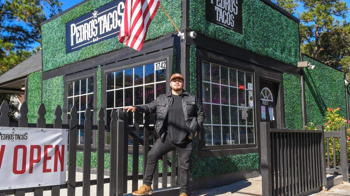 Pedro Solorio, owner of Pedro’s Tacos, stands for a portrait on Nov. 22, 2024, at his newest restaurant located on Ribaut Road in the Town of Port Royal.