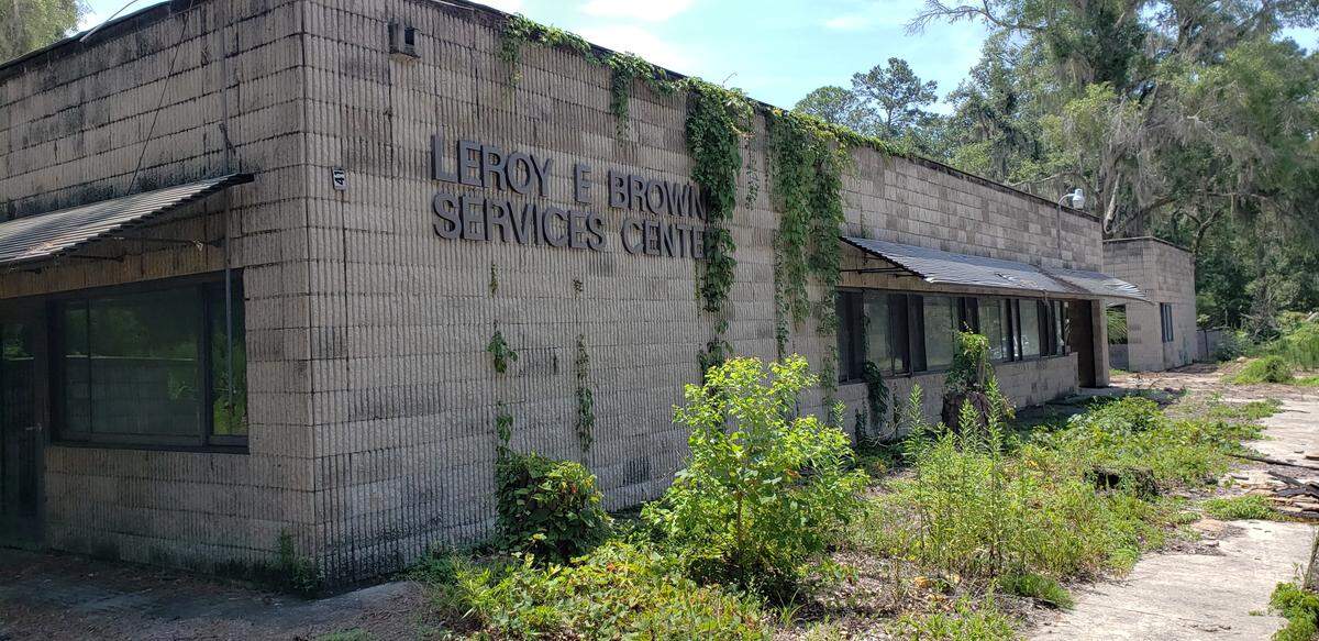 A photograph of the Leroy Brown Services Center along Ball Park Road in St. Helena.