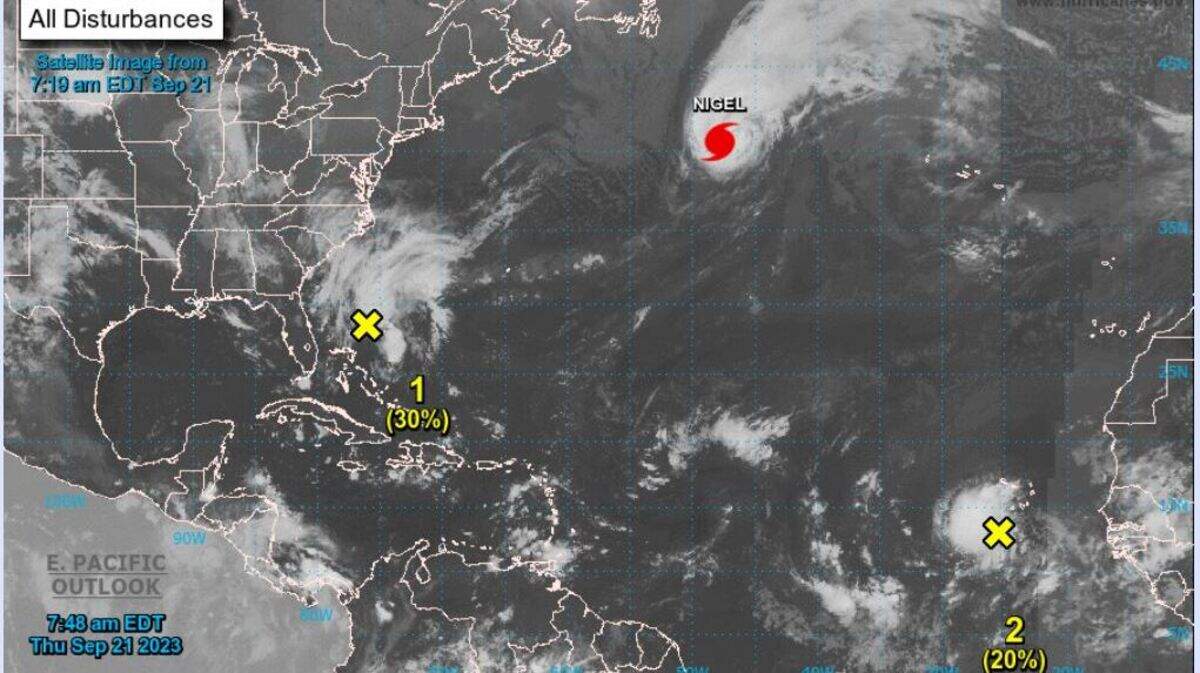 Two-day graphical tropical weather outlook on Thursday, Sept. 21, 2023.
