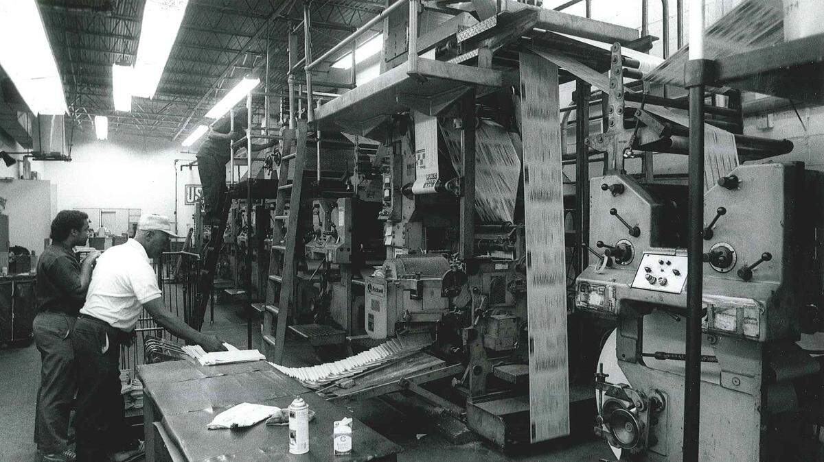 The presses roll at the former printing facility on Old Salem Road in Beaufort as seen in January, 1991 which printed both The Beaufort Gazette and The Island Packet. The job was supervised for 20 years by Steve Baldwin.