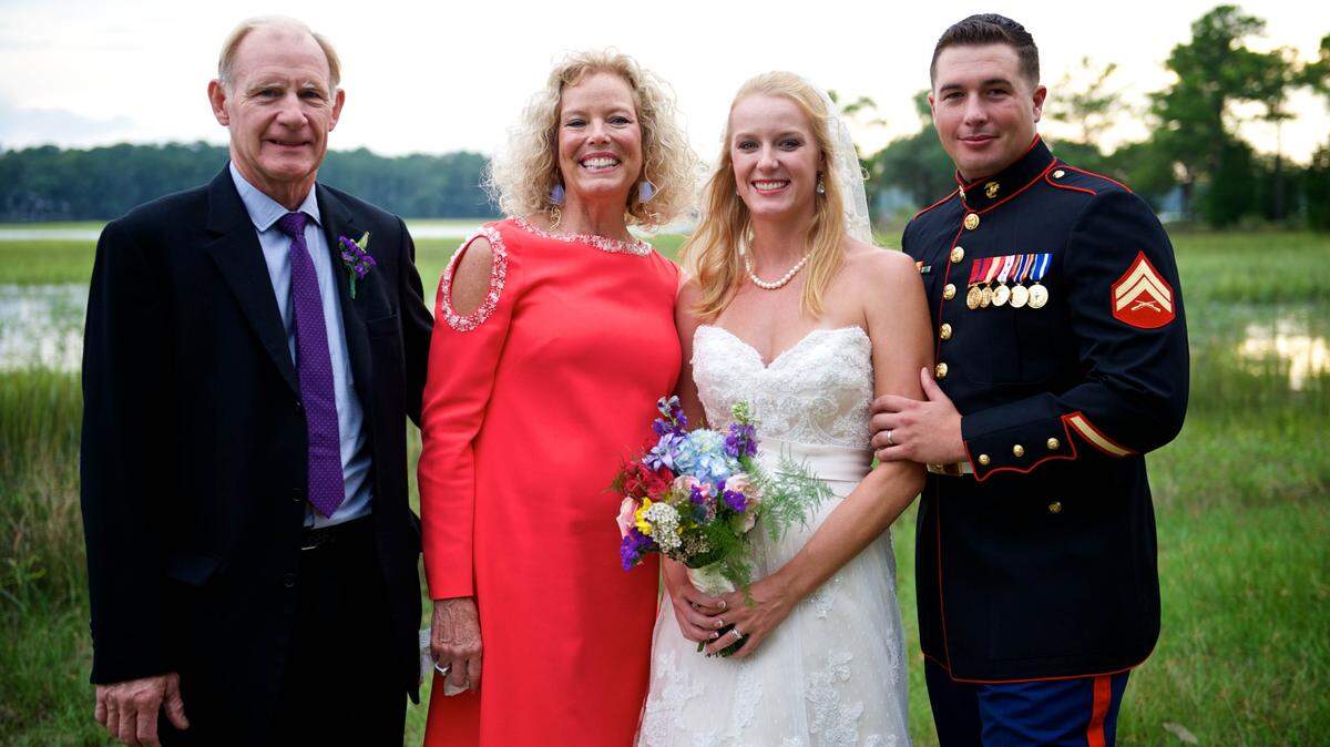 Randy and Martha Ladermann are pictured with their daughter Lauren and her new husband, Alex Jenkins.