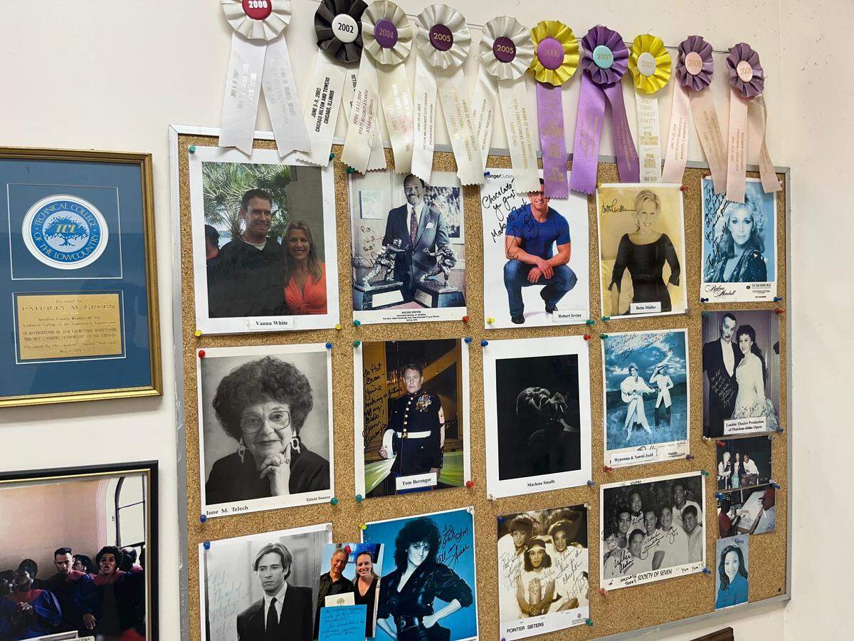 Signed photos of stars that visited The Chocolate Tree over the years adorn a wall near the back entrance.