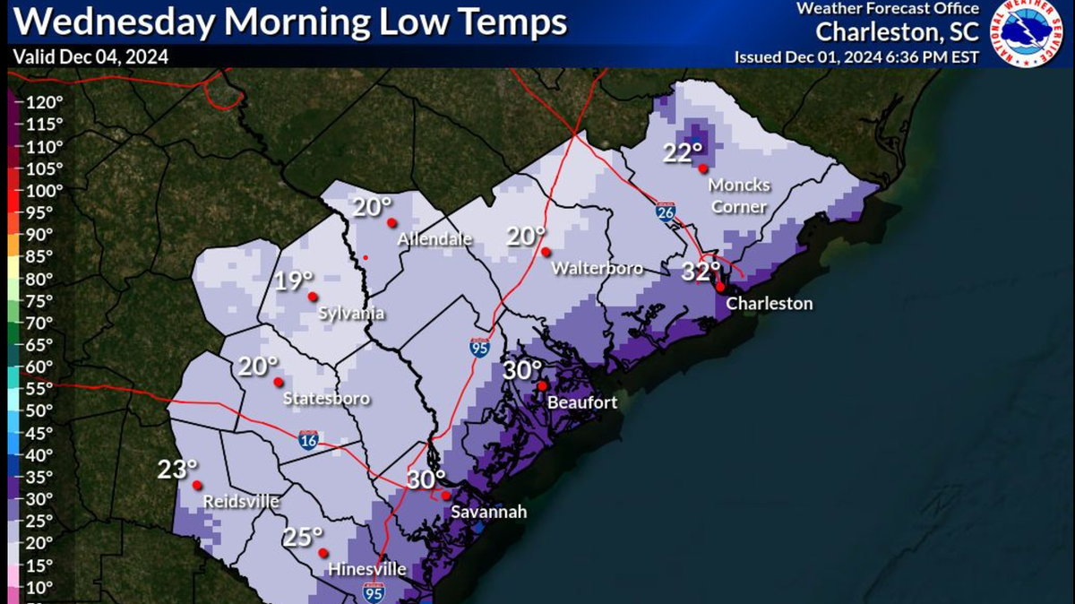 The National Weather Service is predicting freezing temperatures Tuesday night into Wednesday.