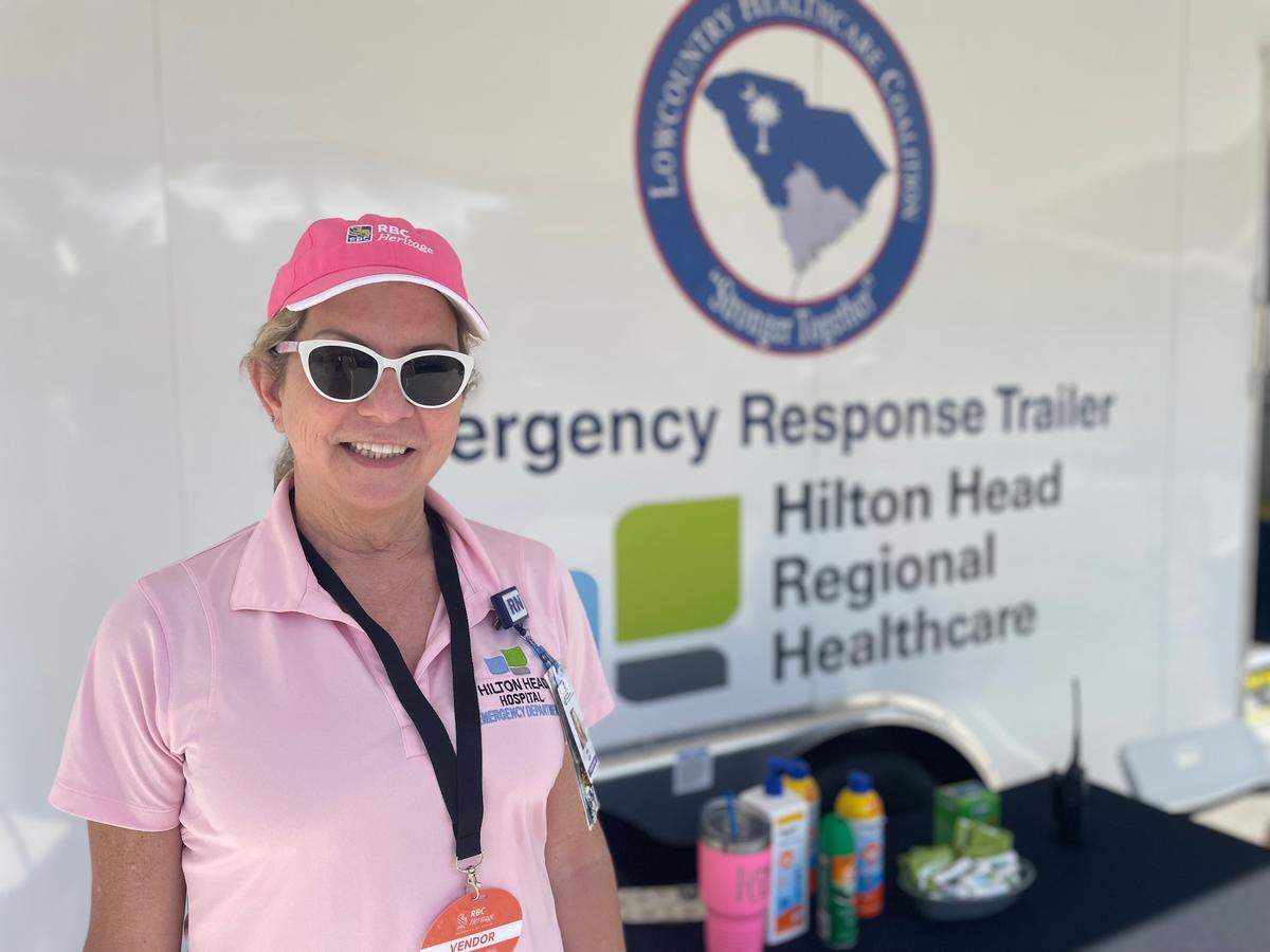 Kristi Scott is an volunteer at the Hilton Head Regional Healthcare emergency response trailer.
