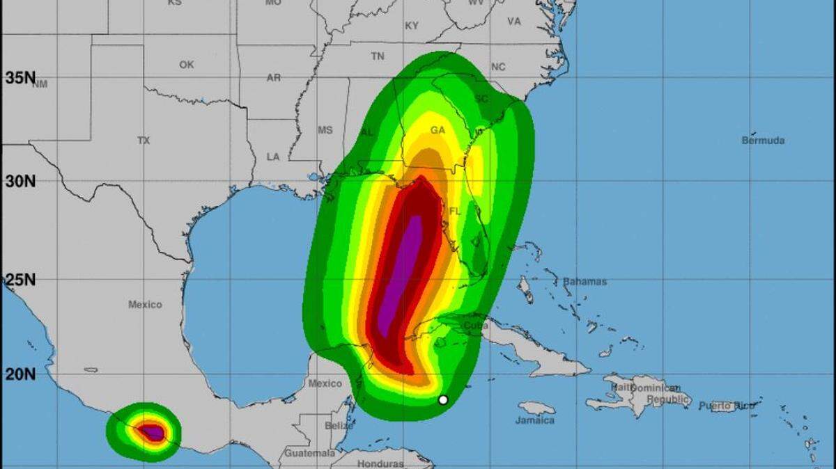 Tropical-storm-force wind speed probabilities from Tropical Storm Helene at 11 a.m. Tuesday, Sept. 24, 2024.