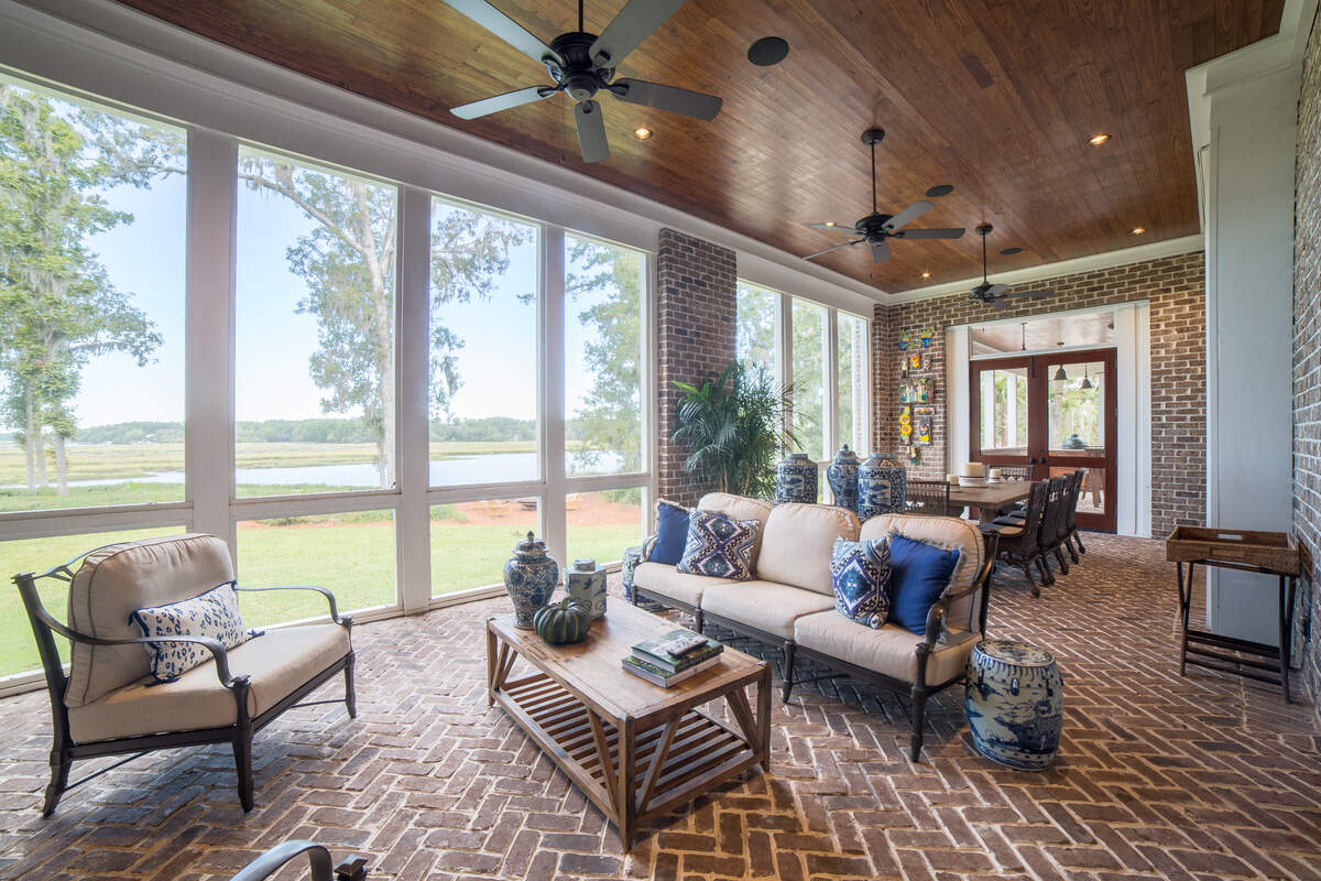 The home at Palmetto Bluff has a large screened porch to take advantage of the May River view.