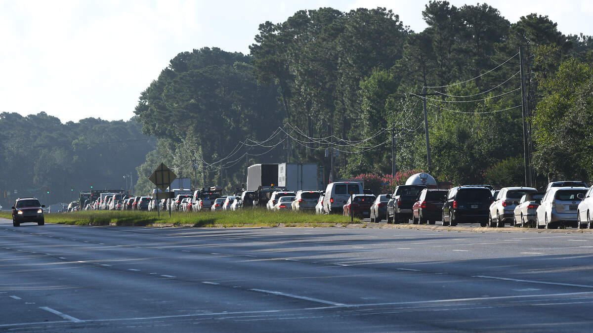 Friday morning's eastbound traffic backup on U.S. 278 extends back from the Hilton Head bridges to the Burnt Church Road intersection. The disruption was caused when a vehicle became disabled on the bridges.