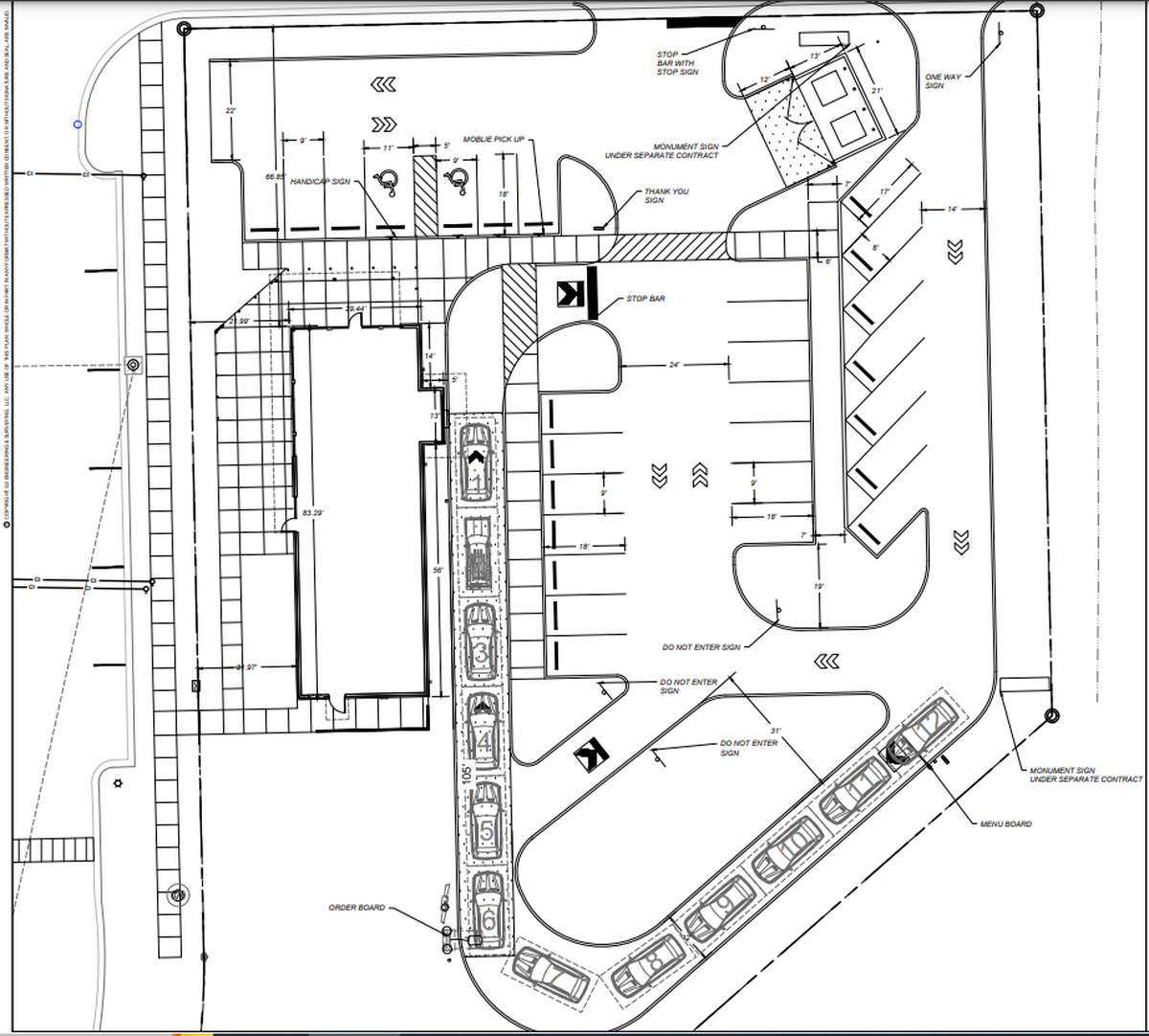 Site plans submitted to the town show that up to 12 cars could occupy the site’s drive through