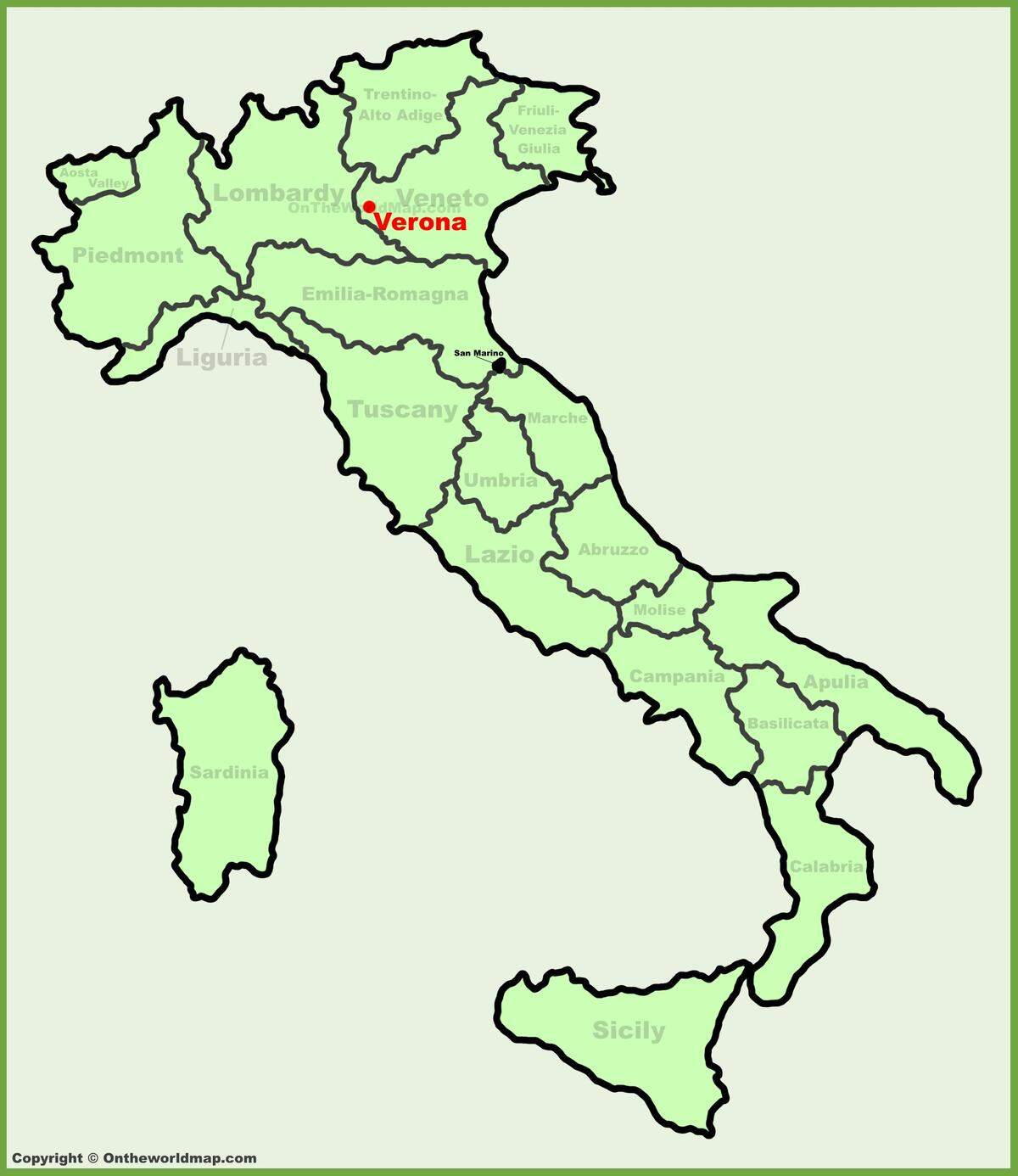 Verona, Italy on a map.