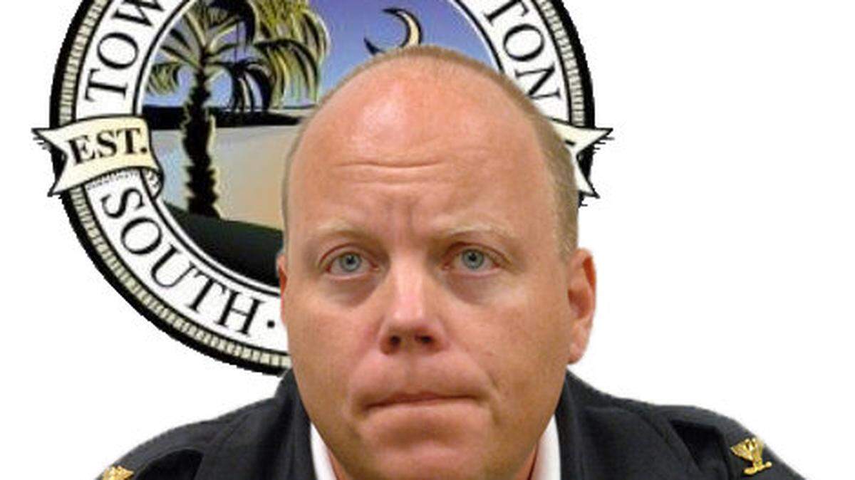 Illustration from a photograph of former Bluffton Police Chief David McCallister at a 2010 news conference.