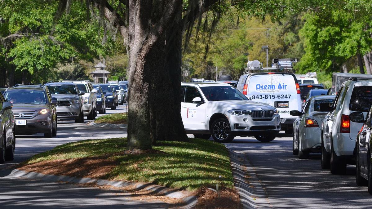 Heavy spring break traffic on Hilton Head Island caused a backup in both directions on Greenwood Drive between the Sea Pines Circle and the Sea Pines gate on Thursday morning.