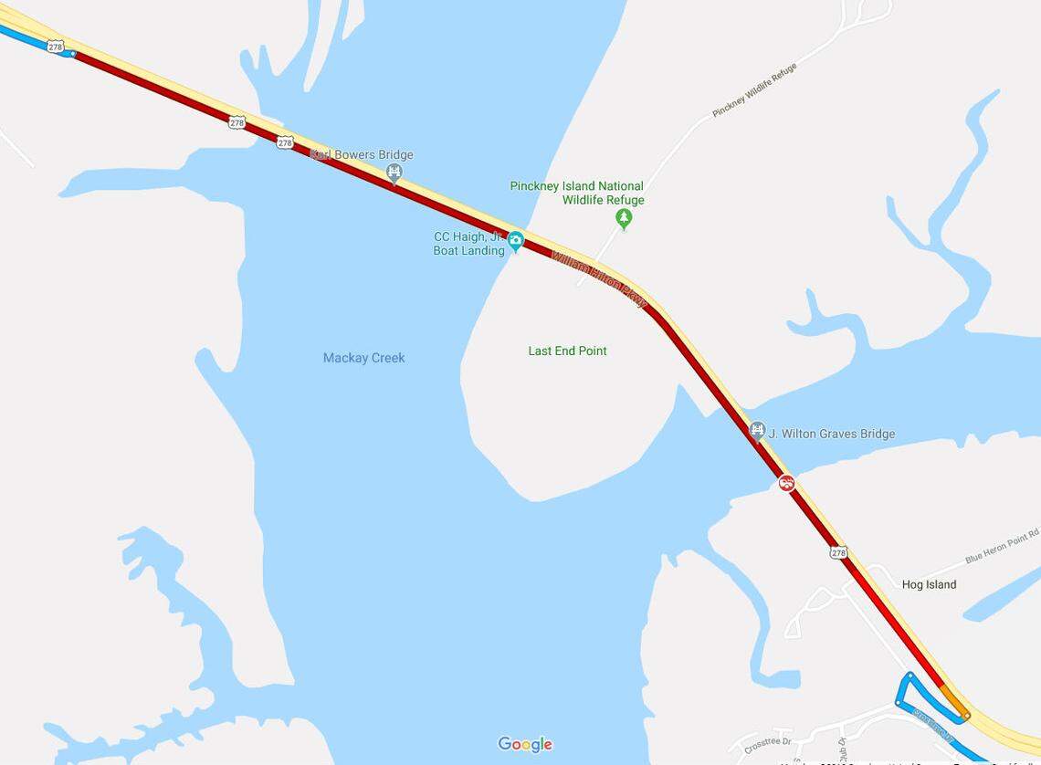 Google maps screenshot of current traffic on U.S. 278