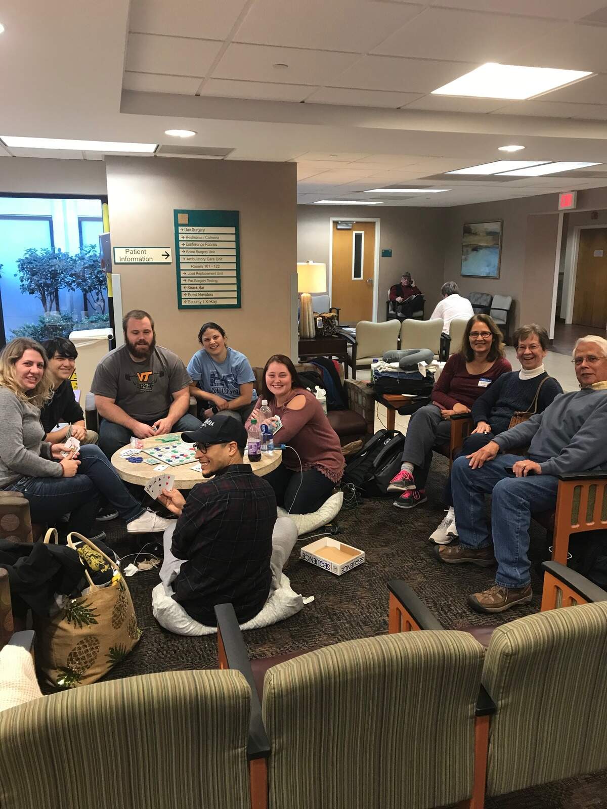 Serena Grumbine’s friends and family, many who met for the first time earlier that day, in the waiting room at Savannah Memorial Hospital on Dec. 11, 2018.