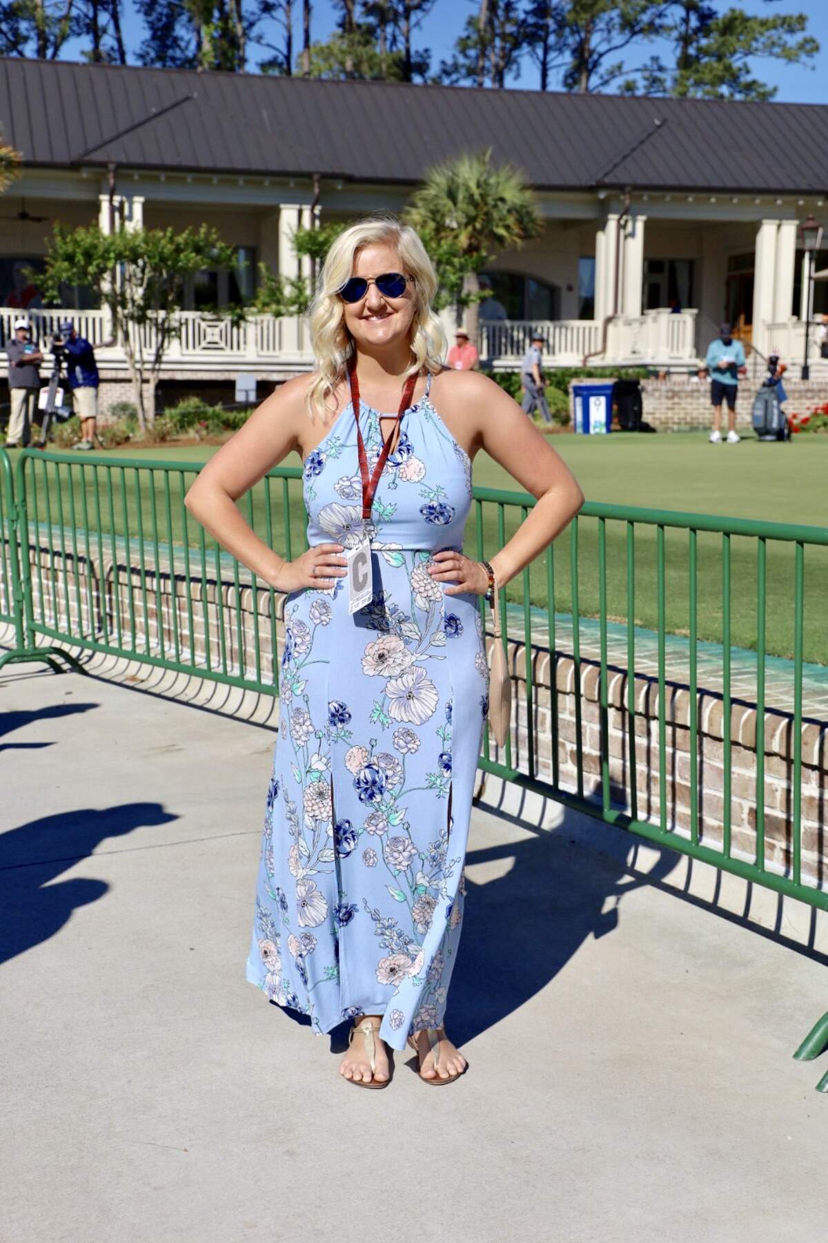 Sammy Horstman’s blue floral maxi is a stunning combination of blues, whites and floral patterns. Her dress is a beautiful choice for Easter Sunday and can be easily dressed up or down depending on the occasion.