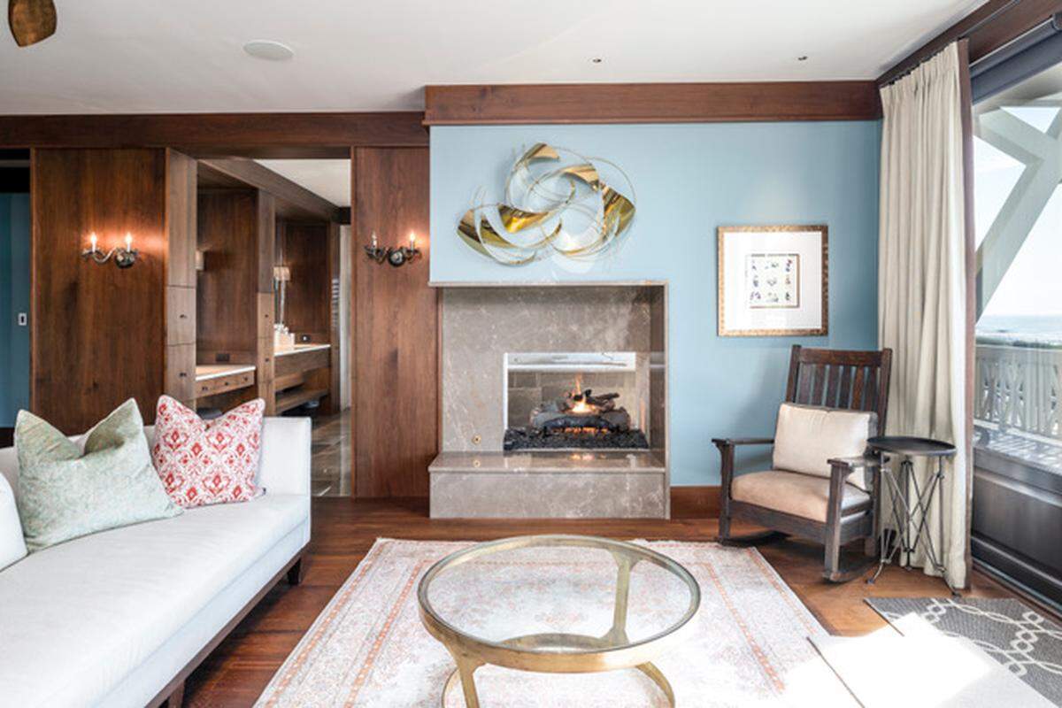 All three fireplaces in the Kiawah Island home are convertible to wood-burning.