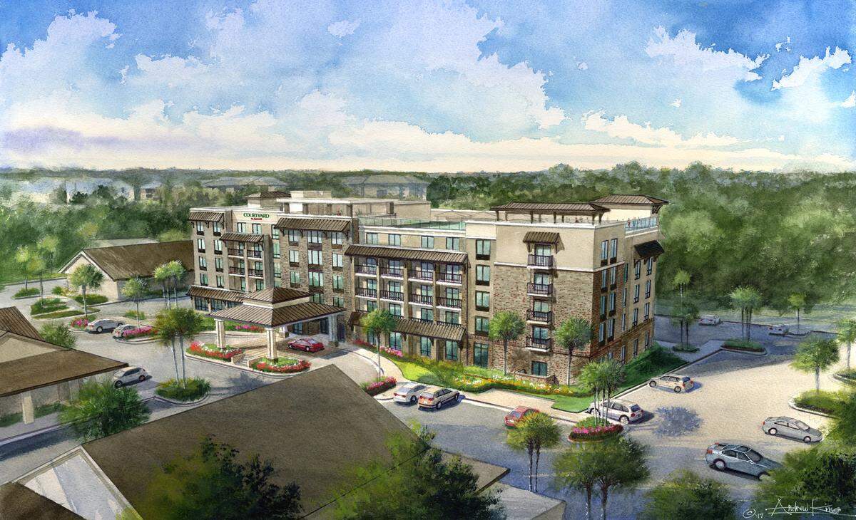 A rendering of the Courtyard by Marriott Hotel, which is being built at 81 Pope Avenue in Hilton Head’s Heritage Plaza. The hotel will be completed in October 2019, the developer said.