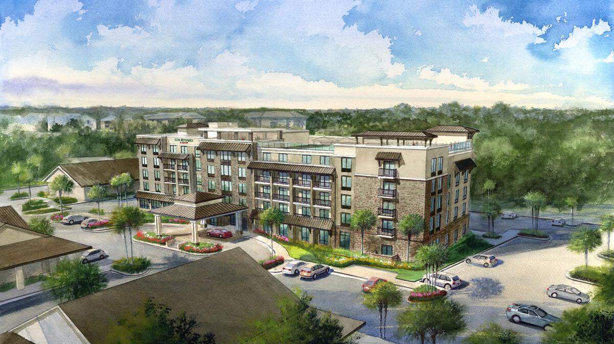 A rendering of the Courtyard by Marriott Hotel, which is being built at 81 Pope Avenue in Hilton Head’s Heritage Plaza. The hotel will be completed in September 2019, the developer said.