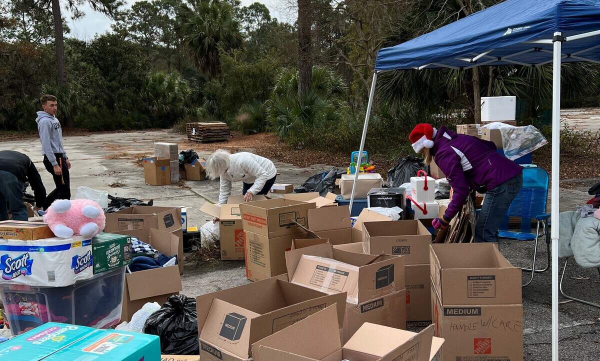 Volunteers on Hilton Head sort items donated for victims of the tornado outbreak in Kentucky. The three-day drive on Main Street ends Wednesday, Dec. 22, at 5 p.m.