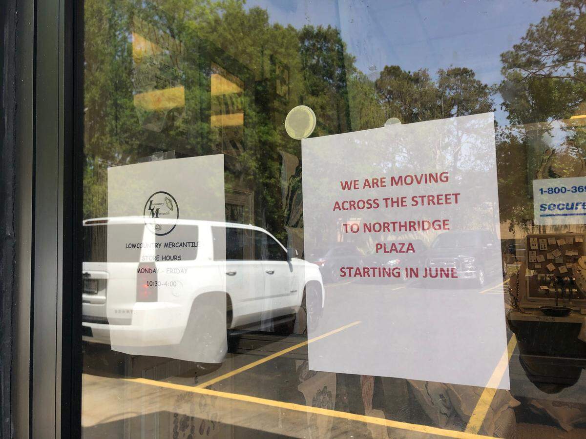 A sign posted on the door of Lowcountry Mercantile at 55 Mathews Drive on Hilton Head. The store and its neighbors were given 45 days to relocate from the strip mall by its owner.