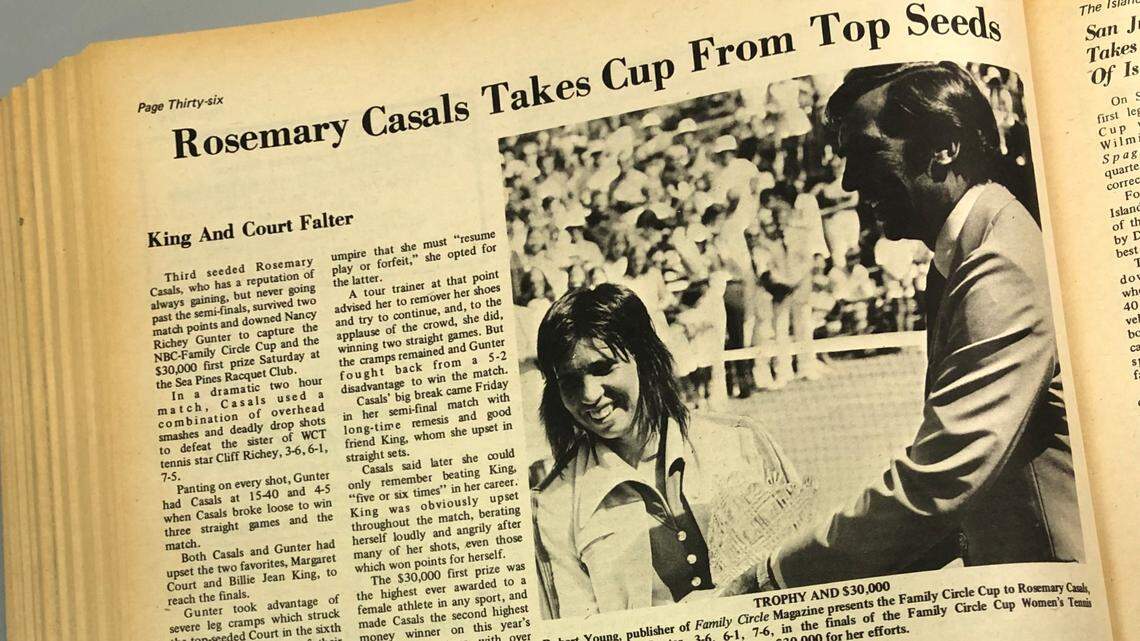 Tennis greats played in Hilton Head’s Family Circle Cup. In 1973, Rosemary Casals won big