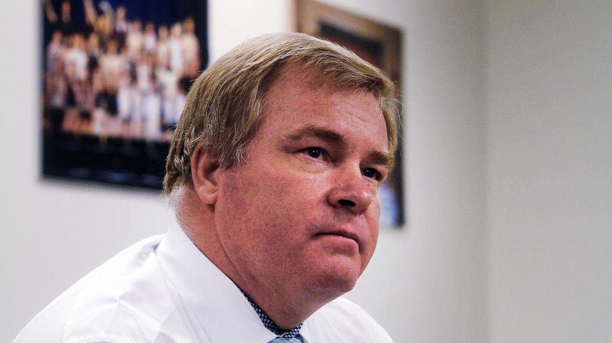 Beaufort County School District superintendent Jeff Moss addresses concerns and media reports regarding employees who have traveled to Africa during an Aug. 15, 2014, news conference at the district office.