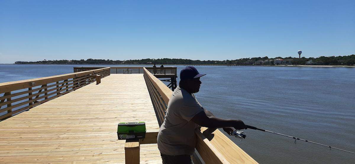 John Freeman of Eddings Point on St. Helena Island was catching whiting from the pier at Hunting Island State Park pier Thursday. “Whiting or flounder, that’s good eating,” Freeman said.