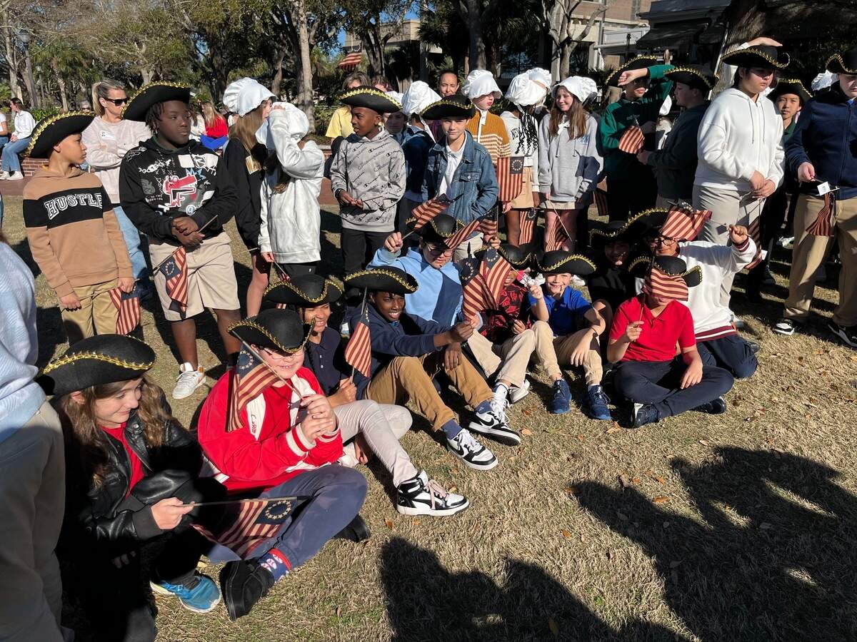 Some 250 students from northern Beaufort County schools were among those who attended the The Lafayette Returns event at Waterfront Park in Beaufort Tuesday morning.