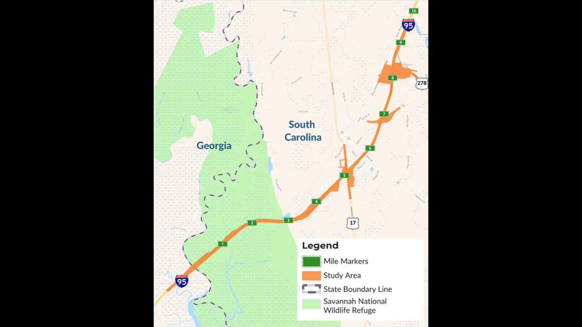 A map provided by SCDOT shows the scope of the I-95 widening project.