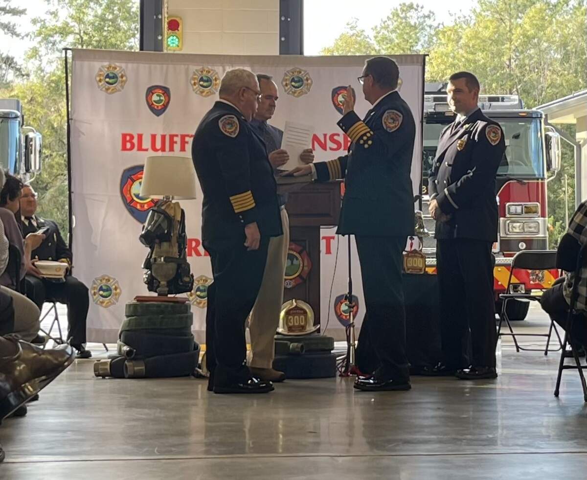 Bluffton Township Fire District’s new chief, Paul Boulware, was sworn in at a ceremony at the district’s Station 38 firehouse on Dec. 15.