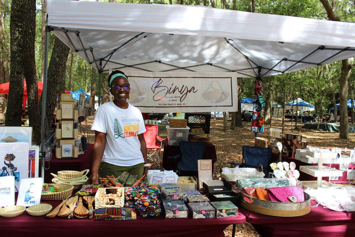 Gullah native Lola Campbell runs Hilton Head’s only Gullah gift shop, Binya. The name, a Gullah word which literally means “been here,” refers to people that have ancestral ties to the area. 