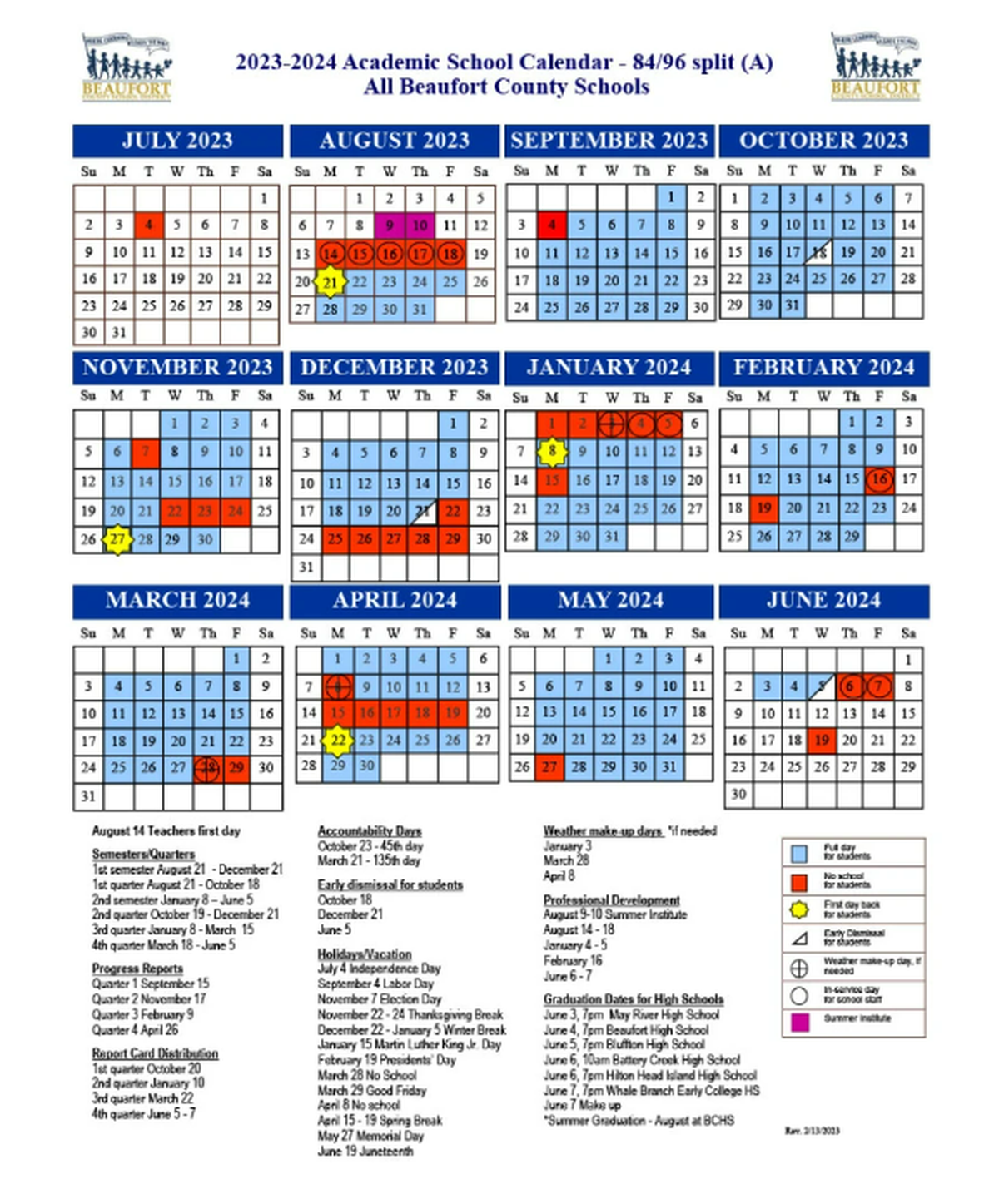 Beaufort County’s 2023-24 academic calendar.