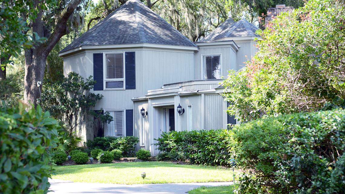 Pictured on Wednesday is the Sea Pines home of Tom and Nancy Kemeny. Their daughter, Eva Rausing, one of Britain's richest women, was found dead in her west London home on Monday.