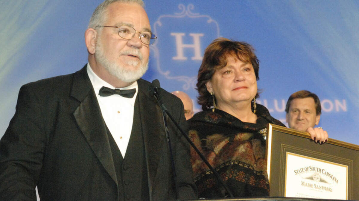 Former Hilton Head Island mayor Tom Peeples, accompanied by his wife Mary Ann, received the Order of the Palmetto at Saturday night's Hilton Head Island-Bluffton Chamber of Commerce ball.