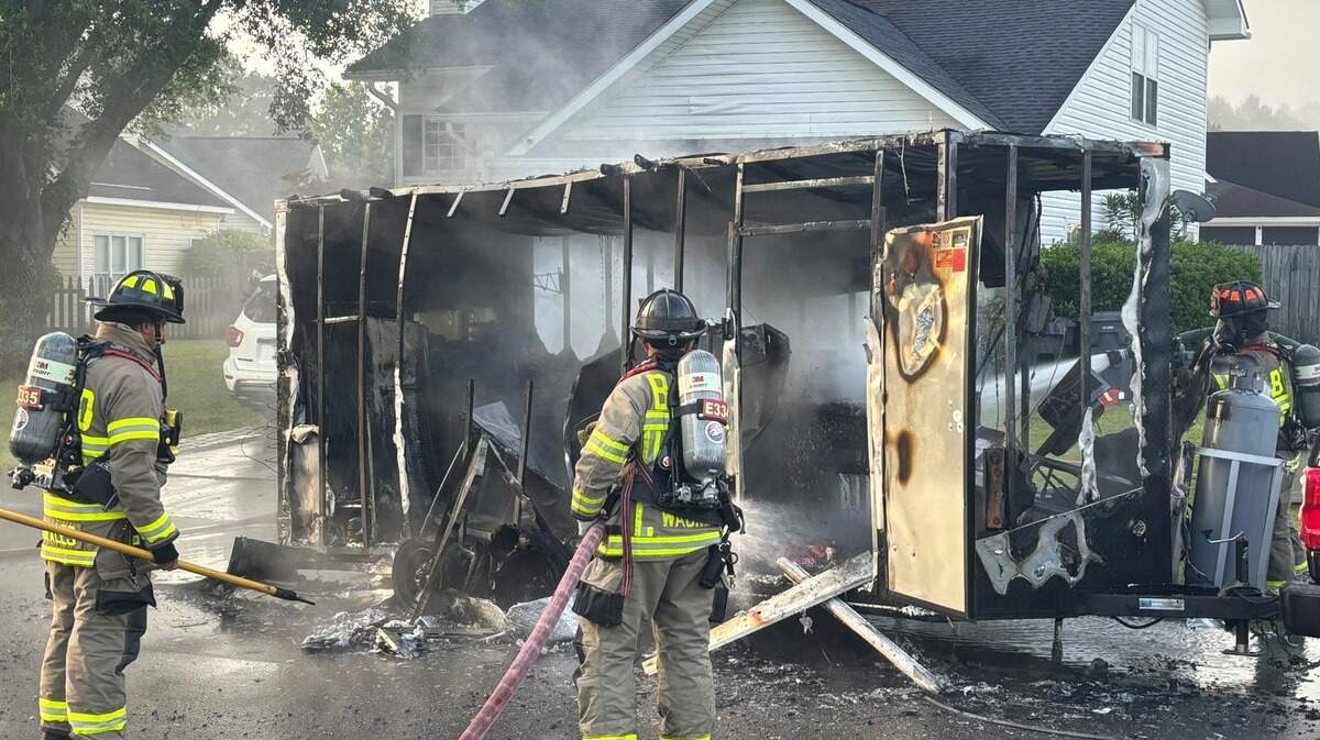 A vehicle fire in the Rivers End subdivision in Okatie destroyed a food trailer — known as The Lunch Lady Food Truck — on Friday, May 3, 2024.