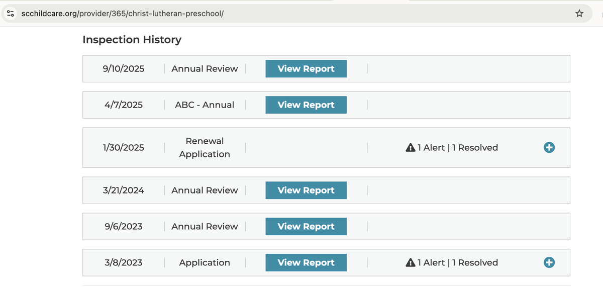 Parents can review a facility’s inspection history directly on the Child Care Services website.