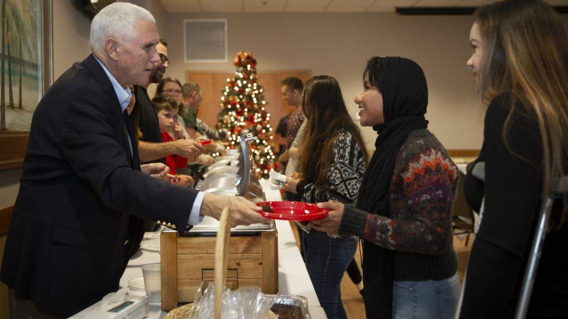 VP Mike Pence serves Beaufort Marines on Thanksgiving visit with Second Lady