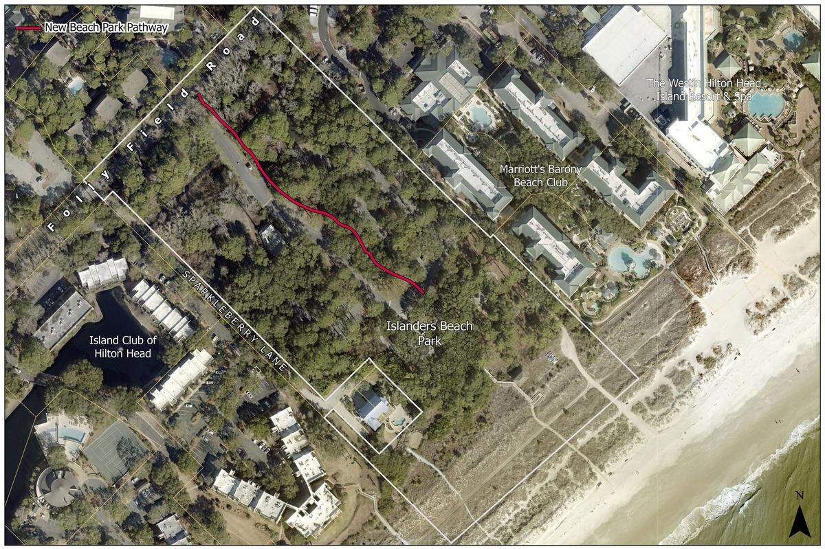 This aerial photo shows where the planned pathway will be.