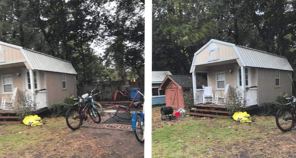 A shed on Tad Segars’ property on Wild Horse Road is being rented out as a home, according to town code violations. One person was living in the beige shed. No one was living in the middle brown shed.