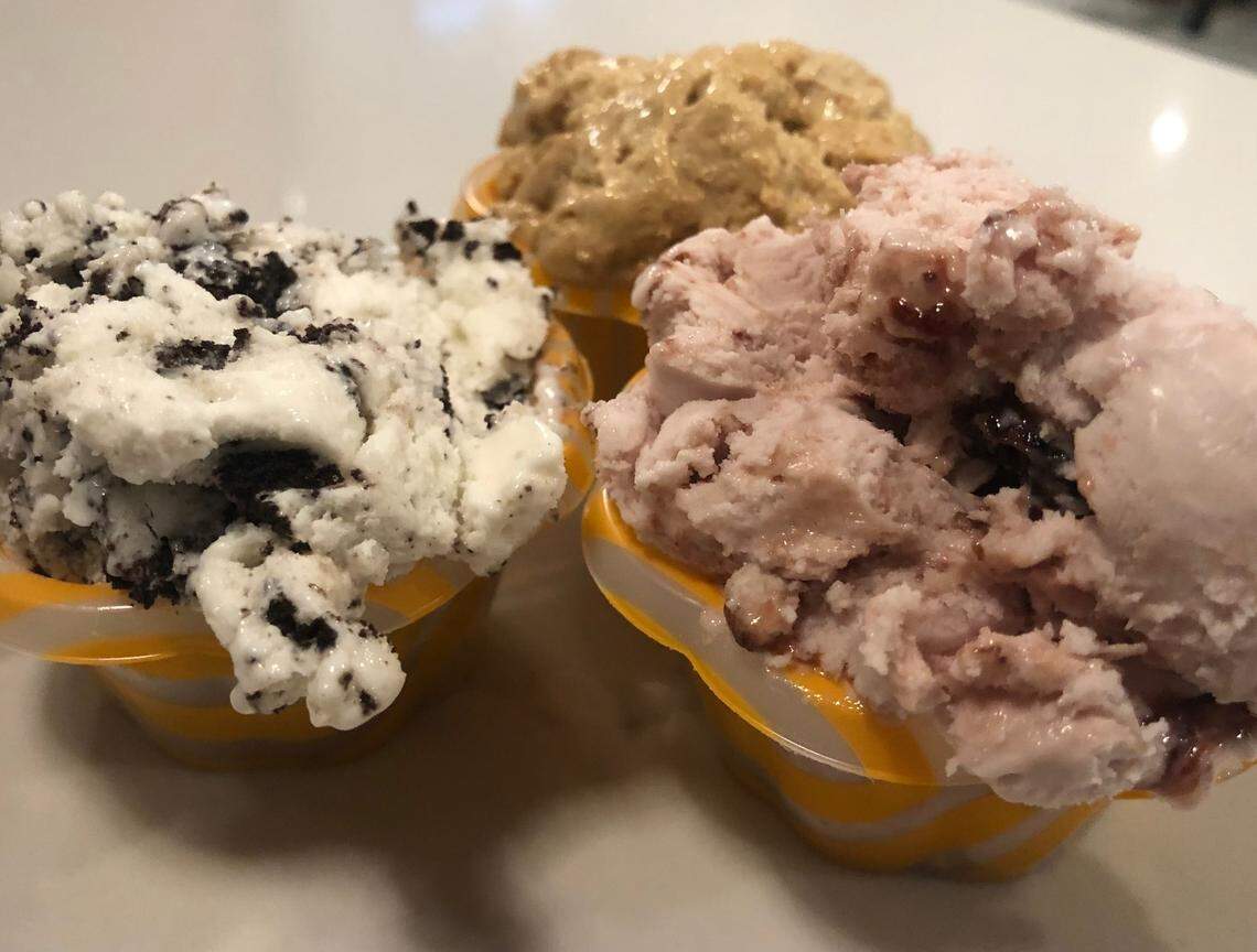 Mama G’s Pizza Bistro and Bar serves Marion’s Gelato from Mount Pleasant.&nbsp;Pictured are cookies and cream, tiramisu and cherry flavors. 