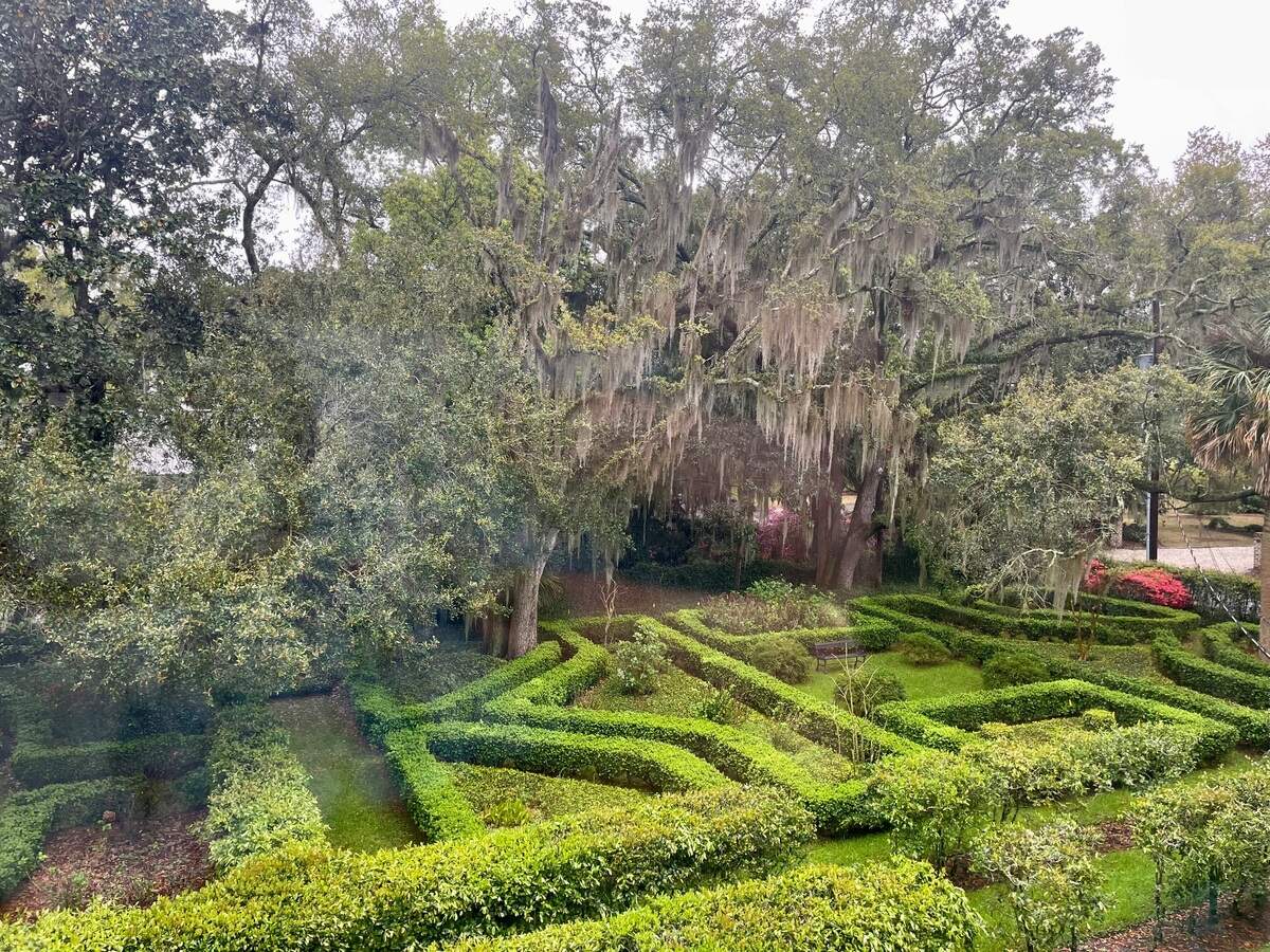The view of the English garden from the main bedroom.