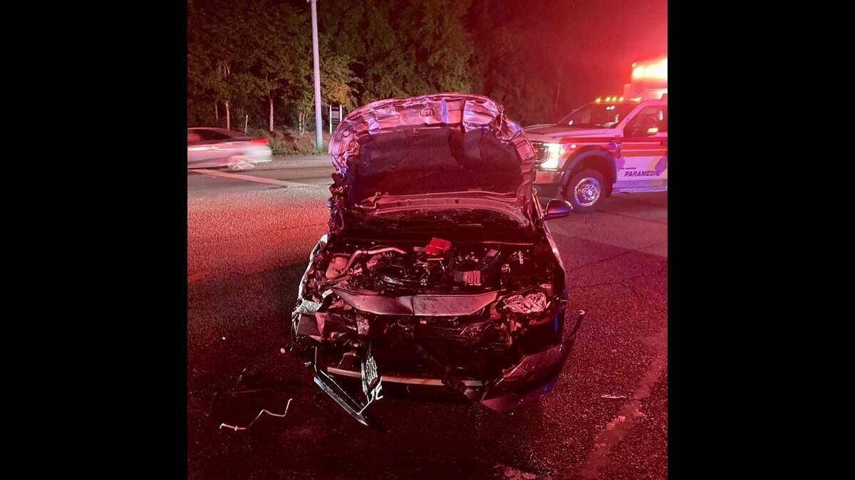 A vehicle involved in Tuesday’s crash near the intersection of Robert Smalls Parkway and Savannah Highway.