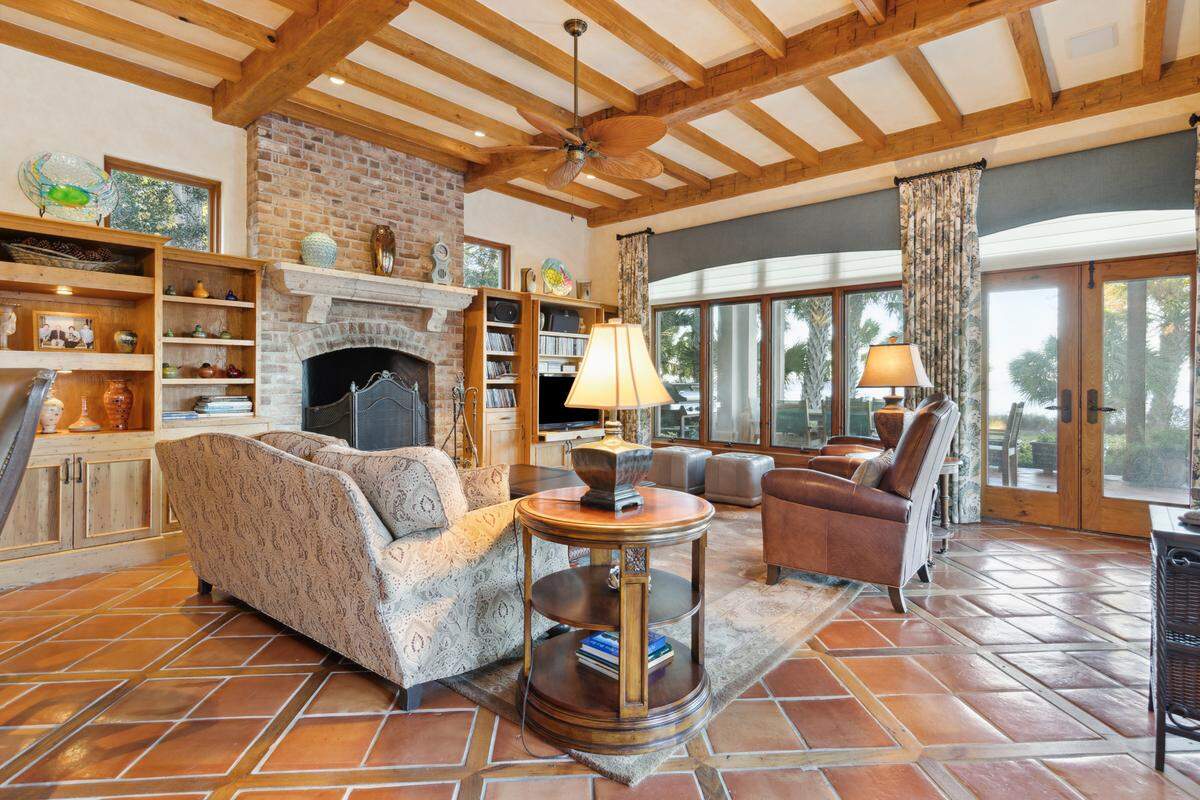A view from inside the family room found within 30 Oyster Shell Lane on Hilton Head Island, SC.